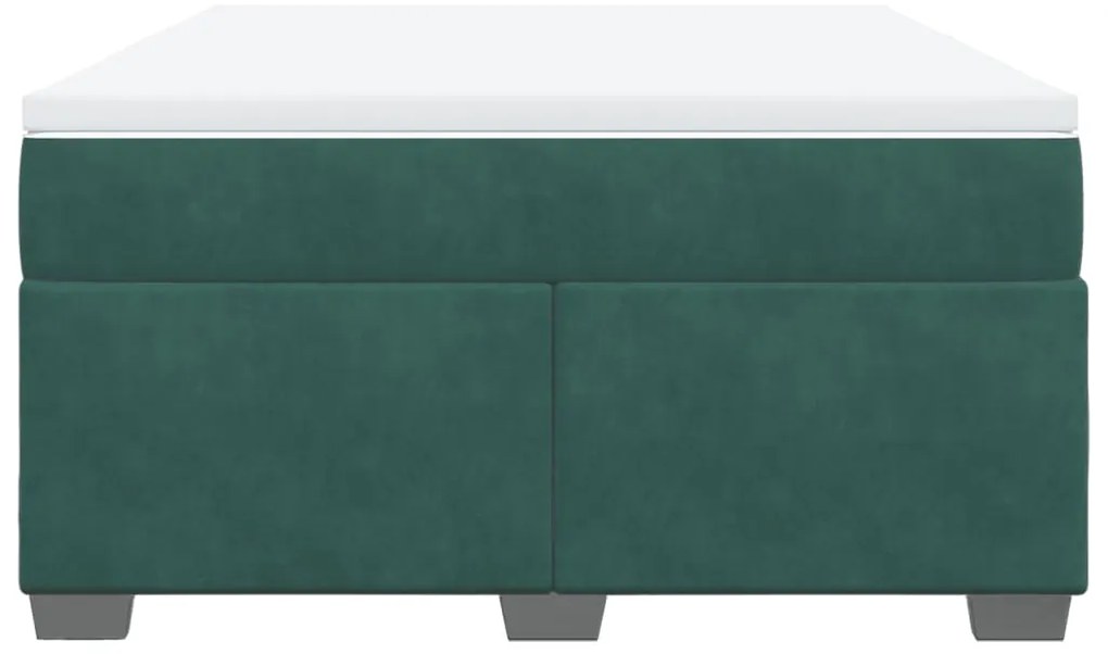 vidaXL Κρεβάτι Boxspring με Στρώμα Σκούρο Πράσινο 160x200εκ. Βελούδινο