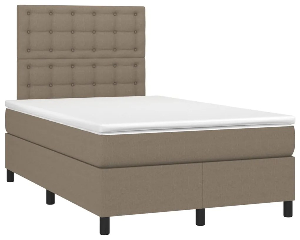 vidaXL Κρεβάτι Boxspring με Στρώμα & LED Taupe 120x200 εκ. Υφασμάτινο