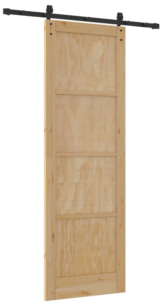 vidaXL Συρόμενη Πόρτα με Σετ Εξαρτημάτων 78x232 cm Μασίφ Ξύλο Πεύκου