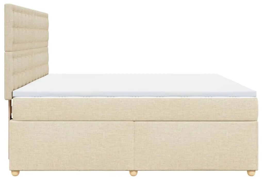 vidaXL Κρεβάτι Boxspring με Στρώμα Κρεμ 180x200 εκ. Υφασμάτινο