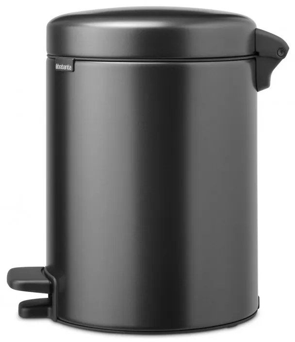 Κάδος απορριμμάτων με πεντάλ Brabantia NewIcon 1008838, 5 L, Ομαλό κλείσιμο, Αντιολισθητική βάση, Σκούρο γκρι