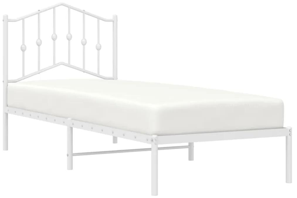 vidaXL Πλαίσιο Κρεβατιού με Κεφαλάρι Λευκό 75 x 190 εκ. Μεταλλικό