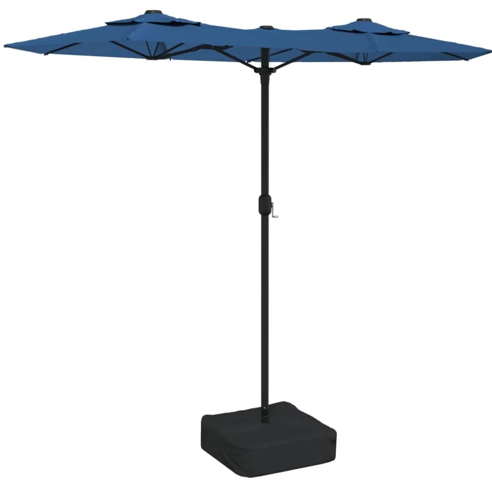 vidaXL Ομπρέλα Κήπου με Διπλή Κορυφή και LED Αζούρ Μπλε 316x145 εκ.