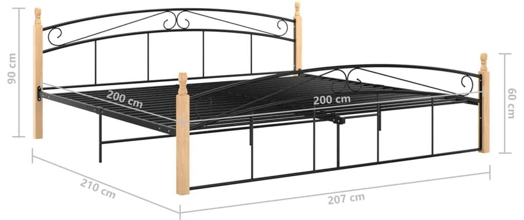 vidaXL Πλαίσιο κρεβατιού μαύρο μεταλ./μασίφ ξύλο δρυς 200x200 εκ.