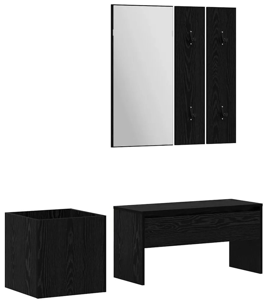 vidaXL Σετ επίπλων χωλ 5 pcs Μαύρη βελανιδιά, Ασημί 80 x 30.5 x 40 εκ