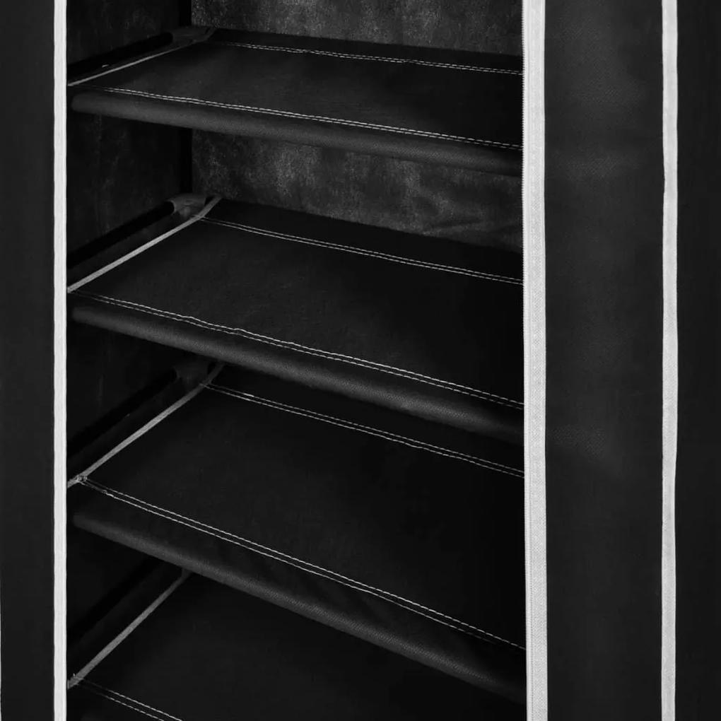 Παπουτσοθήκη με Κάλυμμα Μαύρη 58 x 28 x 106 εκ. Υφασμάτινη - Μαύρο