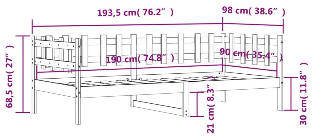 ΚΑΝΑΠΕΣ ΚΡΕΒΑΤΙ ΛΕΥΚΟΣ 90 X 190 ΕΚ. ΑΠΟ ΜΑΣΙΦ ΞΥΛΟ ΠΕΥΚΟΥ 840383