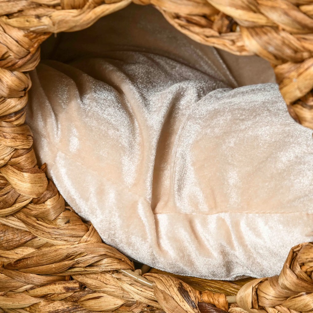 Δέντρο γάτας με πύργο ξυσίματος, 3 επίπεδα, μαλακά μαξιλάρια, πόρτες, υάκινθος νερού, ανοιχτό καφέ