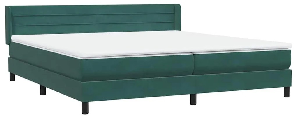 Κρεβάτι Boxspring με Στρώμα Σκούρο Πράσινο 180x210εκ. Βελούδινο - Πράσινο