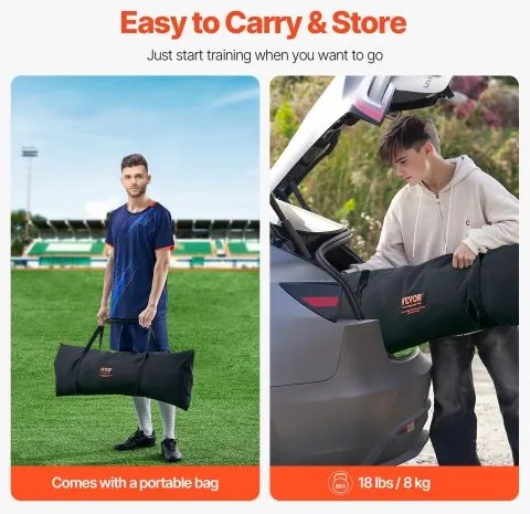 VEVOR 6x4FT Soccer Rebound Trainer Soccer Training Equipment Double-Sided Net