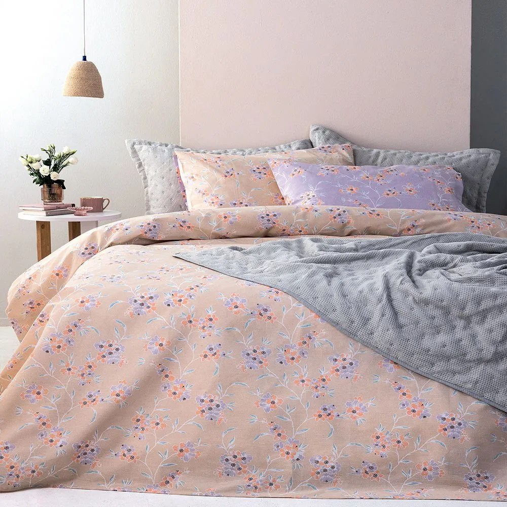 Μαξιλαροθήκες FL6262 (Σετ 2τμχ) Beige-Lila Palamaiki 52X72 100% Βαμβάκι