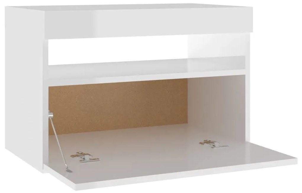 Έπιπλο Τηλεόρασης με LED Γυαλιστερό Λευκό 60 x 35 x 40 εκ. - Λευκό