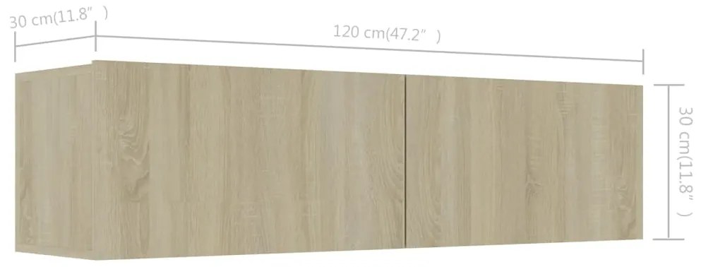 Έπιπλο Τηλεόρασης Sonoma Δρυς 120x30x30 εκ. από Επεξ. Ξύλο - Καφέ