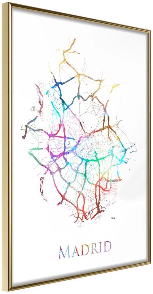 Αφίσα - City Map: Madrid (Colour) - 40x60 - Χρυσό - Χωρίς πασπαρτού