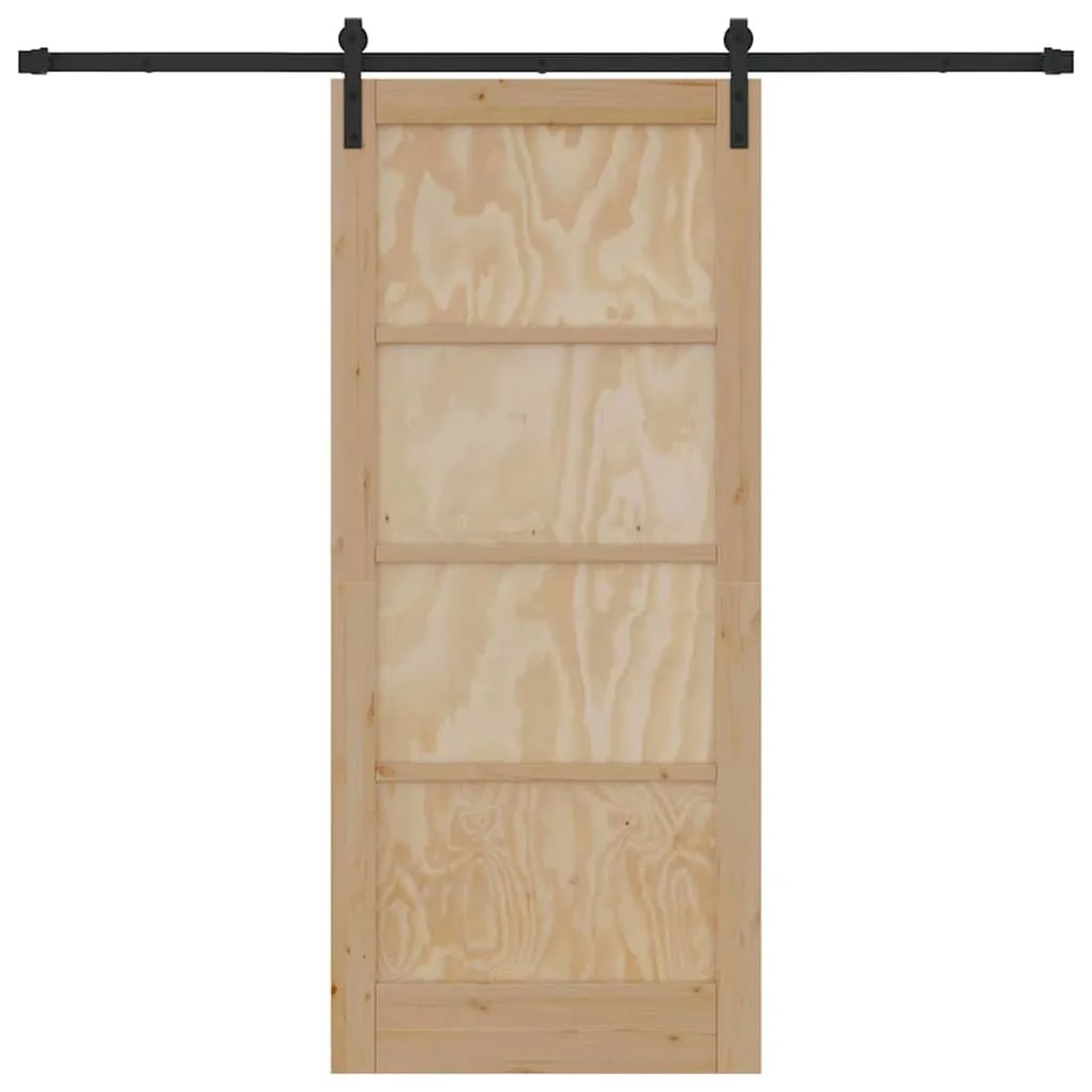 vidaXL Συρόμενη Πόρτα Φυσικό και μαύρο 86 x 198.5 cm