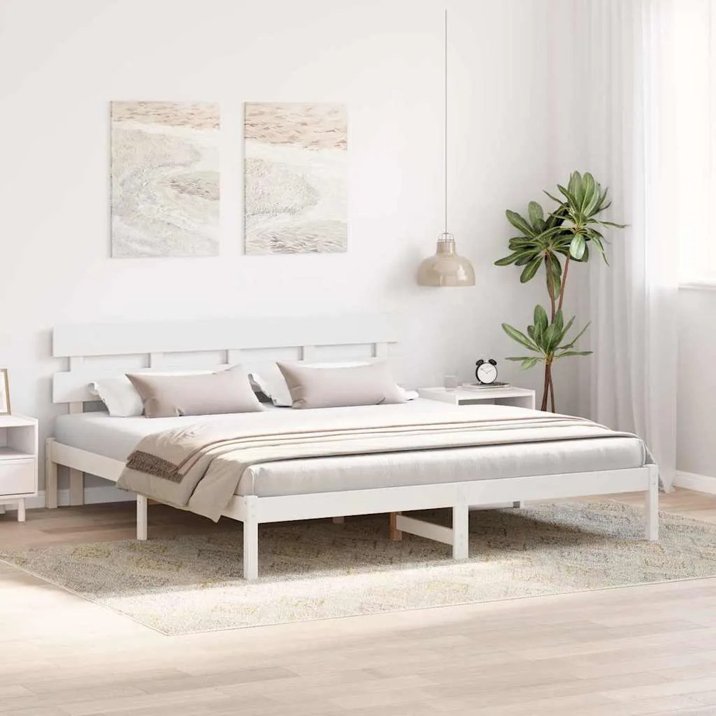 vidaXL Σκελετός Κρεβατιού Λευκό 200 x 200 cm Μασίφ ξύλο πεύκου