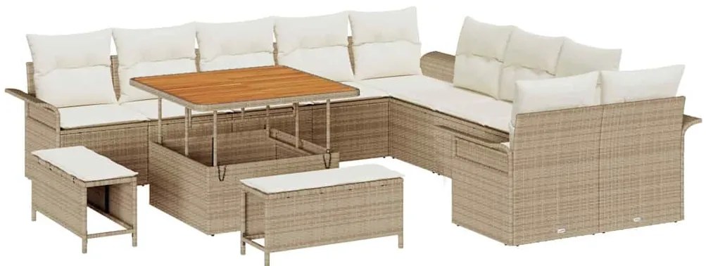 vidaXL Σετ Καναπέ Κήπου 13 pcs Μπεζ, Κρέμα 100 x 100 x 71 cm