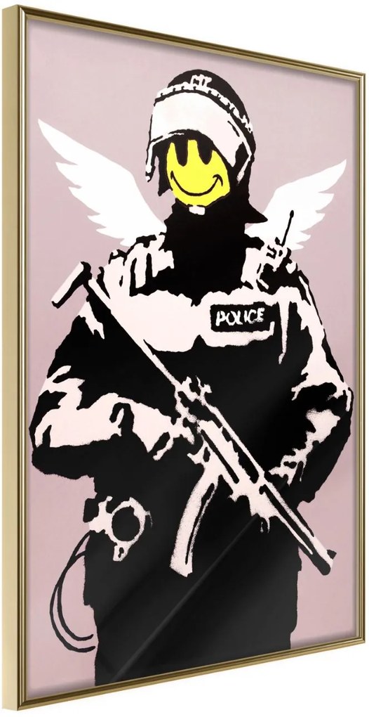 Αφίσα - Banksy: Flying Copper - 20x30 - Χρυσό - Χωρίς πασπαρτού