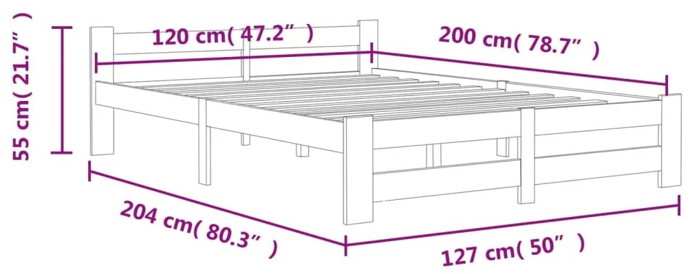 vidaXL Πλαίσιο Κρεβατιού Λευκό 120 x 200 εκ. από Μασίφ Ξύλο Πεύκου