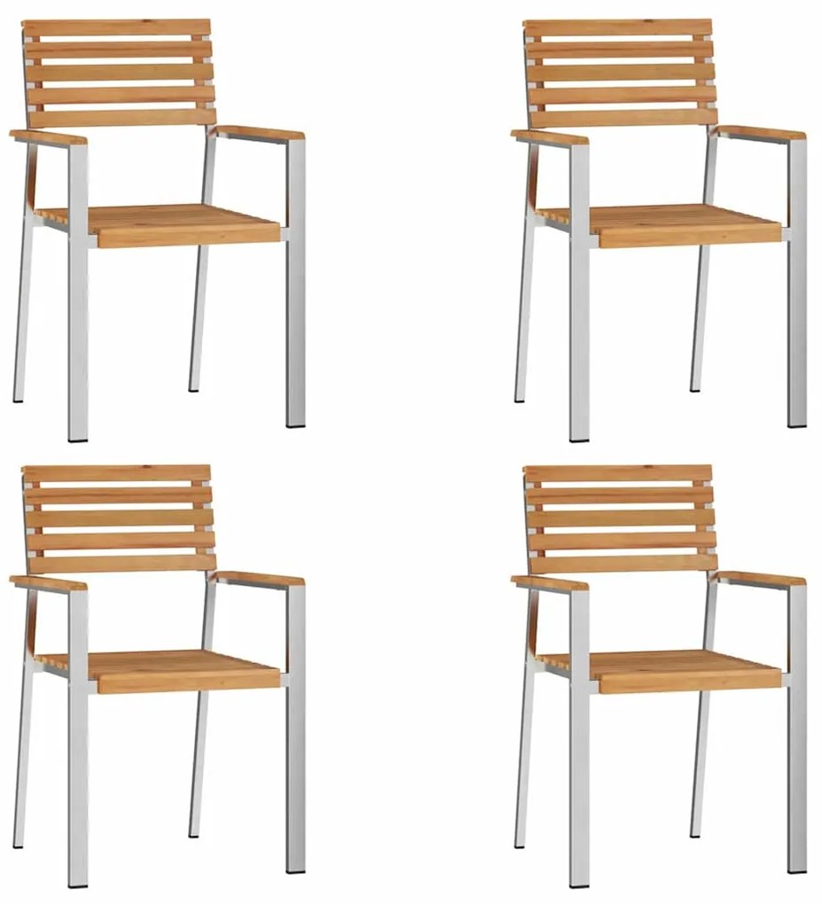 vidaXL Καρέκλα Κήπου 4 pcs Καφέ 56 x 54.5 x 87 εκ. Μασίφ ξύλο teak