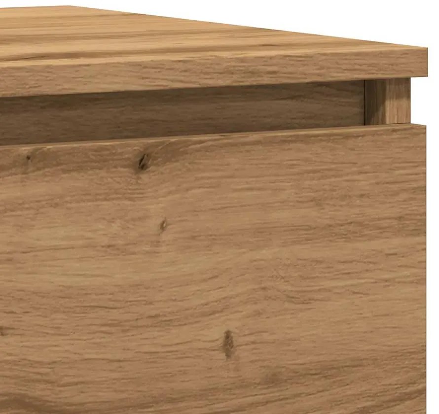 Κομοδίνο Αρτισιανή Δρυς 50x40x43.5 εκ. από Επεξεργασμένο Ξύλο - Καφέ