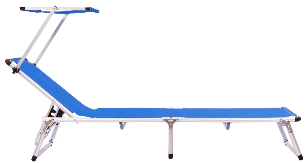 312457  FOLDING SUN LOUNGERS WITH ROOF 2 PCS ALUMINIUM&amp;TEXTILENE BLUE 312457