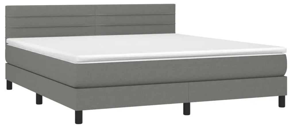 vidaXL Κρεβάτι Boxspring με Στρώμα Σκούρο Γκρι 180x200 εκ Υφασμάτιν