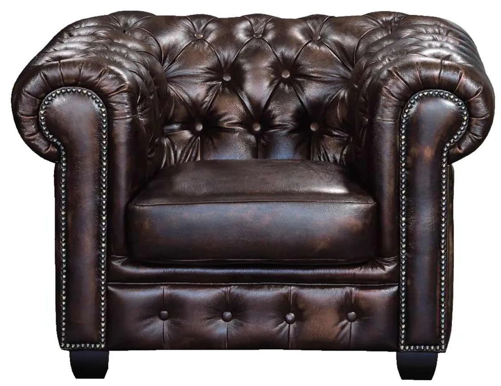 πολυθρόνα δερμάτινη  καφε CHESTERFIELD 103x92x72cm