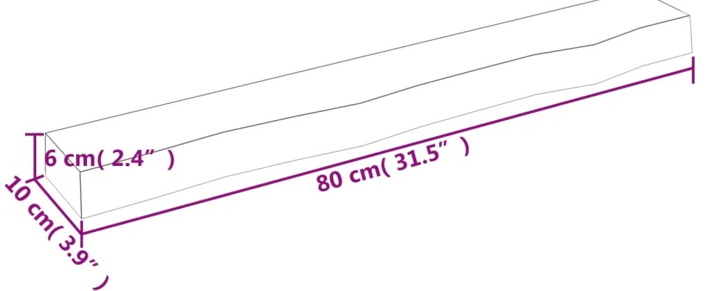 vidaXL Ράφι Τοίχου Ανοιχτό Καφέ 80x10x6 εκ. Επεξεργ. Μασίφ Ξύλο Δρυός