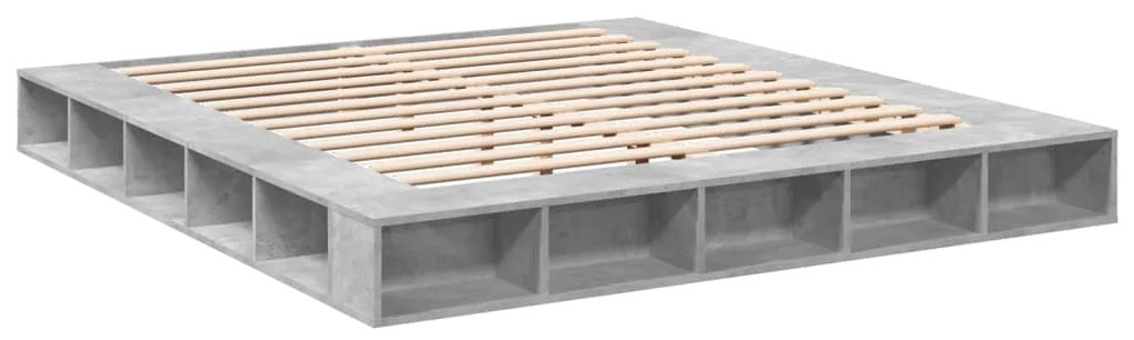 vidaXL Πλαίσιο Κρεβατιού Γκρι Σκυροδέματος 180x200 εκ. Επεξεργ. Ξύλο