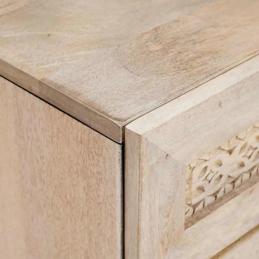 vidaXL Κομοδίνο με συρτάρι Μπεζ 50 x 33 x 60 εκ Μασίφ ξύλο μάνγκο