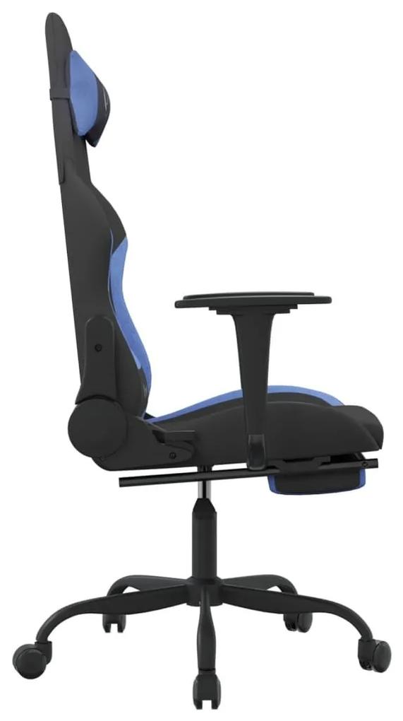 Καρέκλα Μασάζ Gaming Μαύρη/Μπλε Ύφασμα με Υποπόδιο - Μπλε