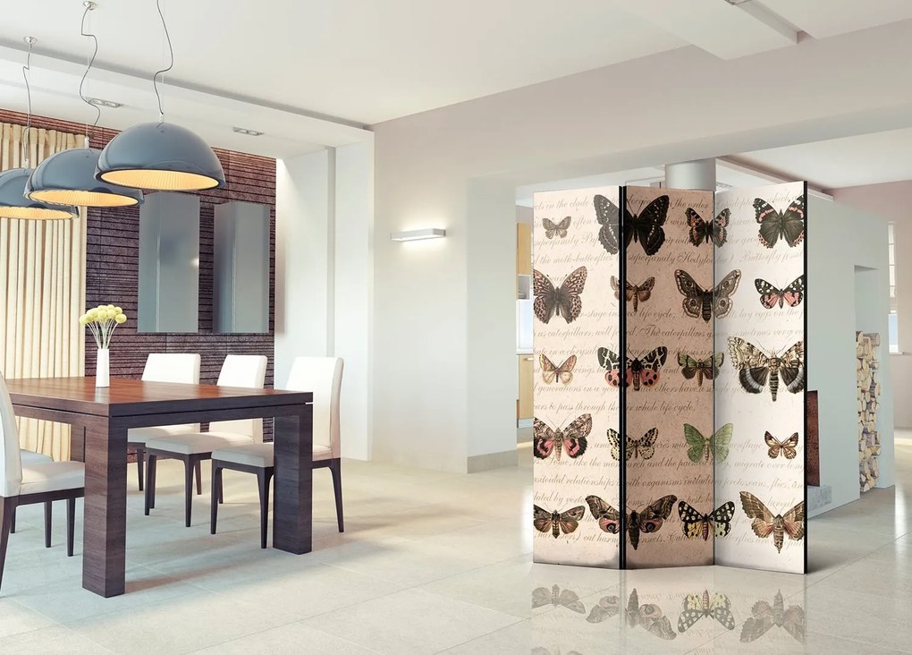 Διαχωριστικό με 3 τμήματα - Retro Style: Butterflies [Room Dividers] 135x172