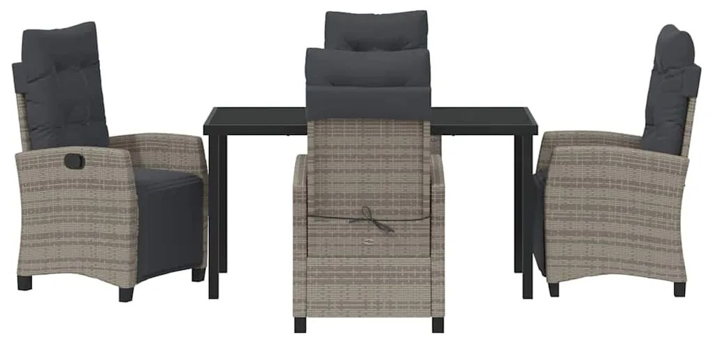 vidaXL Σέτ φαγητού για κήπο με μαξιλάρι 5 pcs Γκρι συνθετικό ρατάν