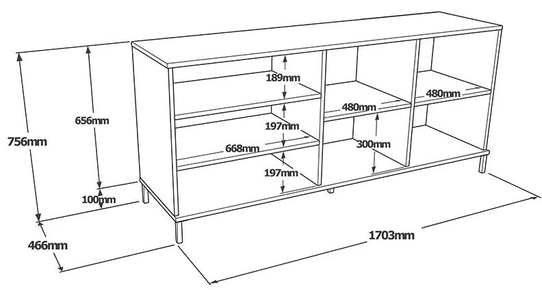 Μπουφές Evaluate sonoma-wenge 170x46.5x75.5εκ 170.3x46.6x75.6 εκ.