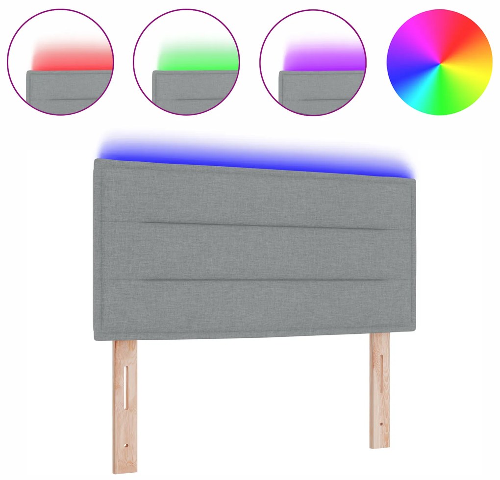 vidaXL LED Κεφαλάρια Σχεδίαση Γραμμών Ανοιχτό Γκρι 80 cm Ύφασμα