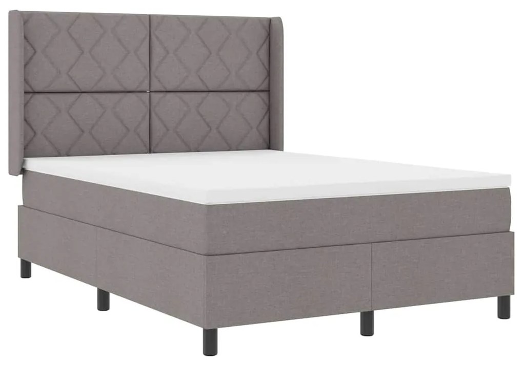 vidaXL Κρεβάτι με ελατήρια με στρώμα Taupe 140 x 190 cm ύφασμα