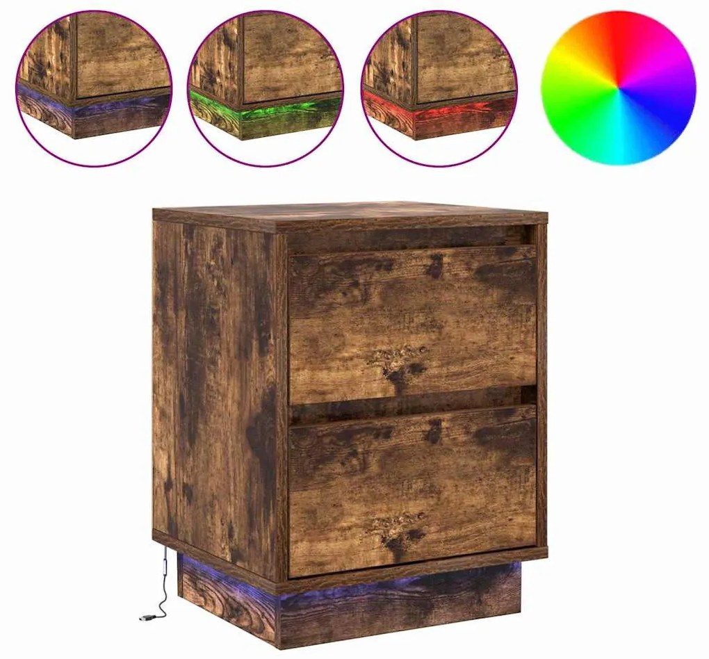 vidaXL Κομοδίνο με Καπνιστό Δρύς 39 x 34.5 x 50 εκ. Επεξεργασμένο ξύλο
