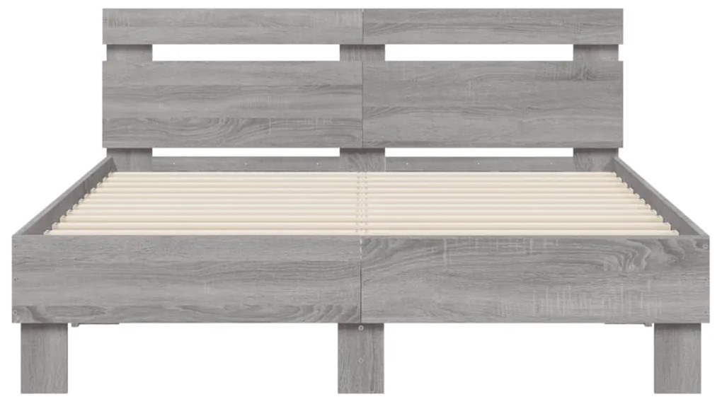 vidaXL Πλαίσιο Κρεβατιού με Κεφαλάρι/LED Γκρι Sonoma 120x190 εκ.