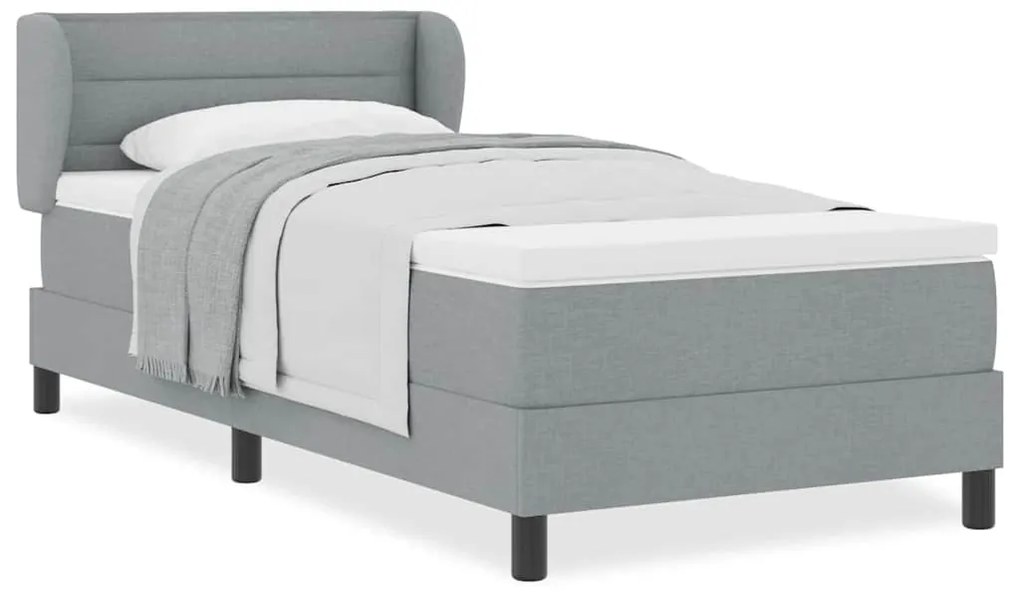 vidaXL Κρεβάτι box spring με στρώμα Ανοιχτό γκρι 90 x 200 cm ύφασμα