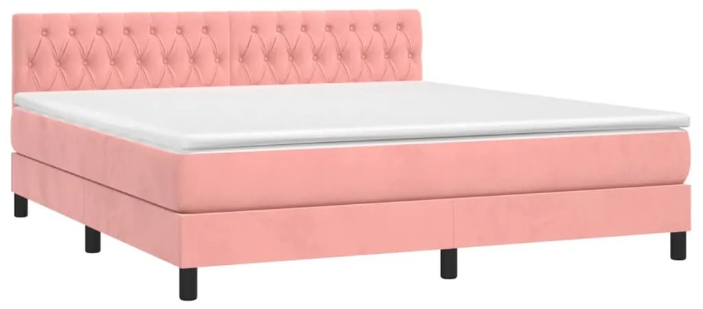 vidaXL Κρεβάτι Boxspring με Στρώμα Ροζ 180x200 εκ. Βελούδινο