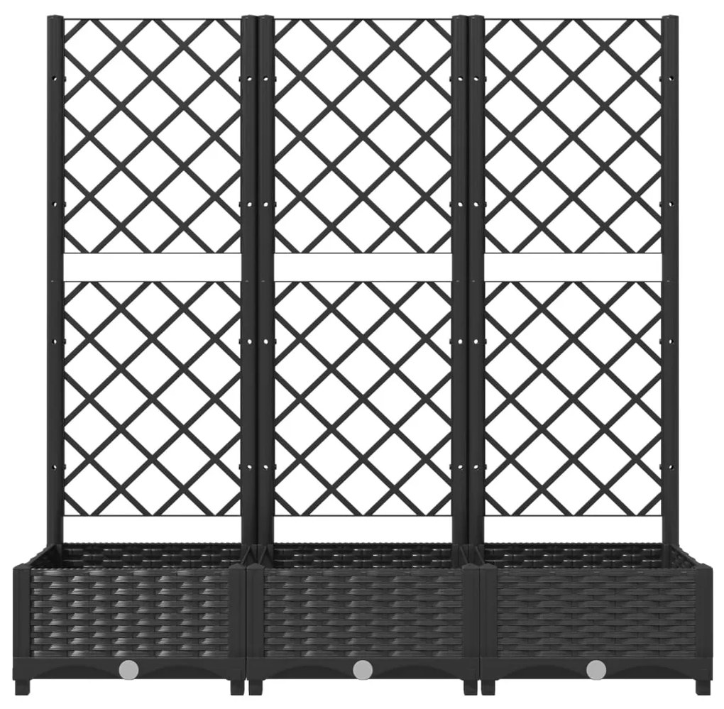 vidaXL Ζαρντινιέρα Κήπου με Καφασωτό Μαύρο 120 x 40 x 121,5 εκ. από PP