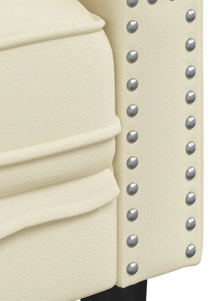 Καναπές Chesterfield 2 τεμαχίων σετ Cream Faux Leather - Κρεμ