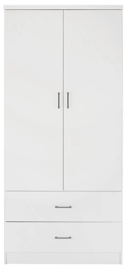 Ντουλάπα REINA Δίφυλλη με 2 Συρτάρια Λευκή 80x42.5x180.5 εκ. 80x42.5x180.5 εκ.