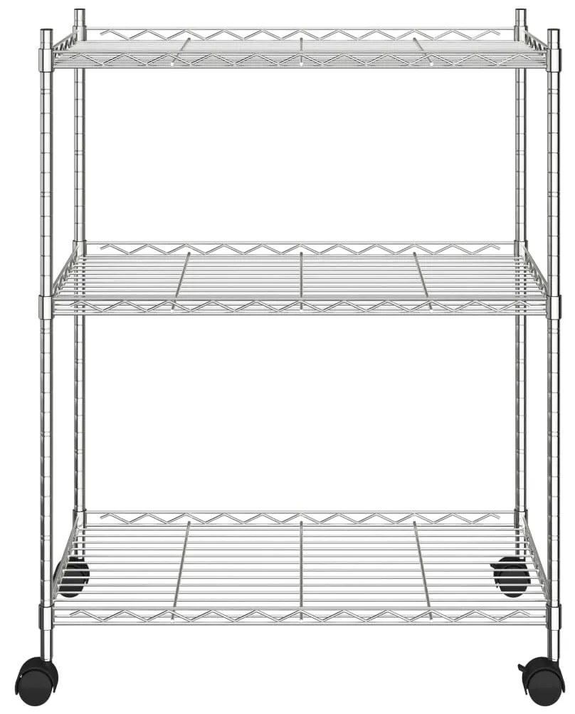 vidaXL Ραφιέρα 3 Επιπέδων με Τροχούς Χρωμέ 60x35x81 εκ. 150 κ.