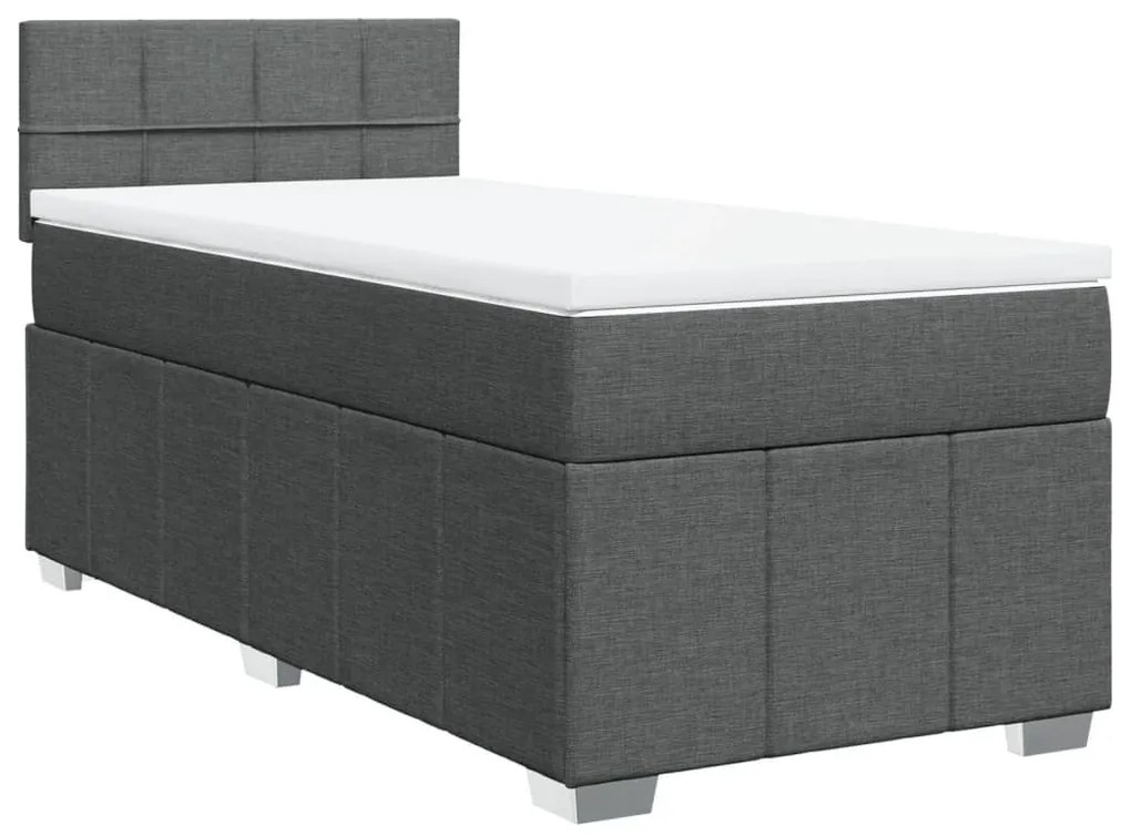 Κρεβάτι Boxspring με Στρώμα Σκούρο Γκρι 90x200 εκ. Υφασμάτινο - Γκρι