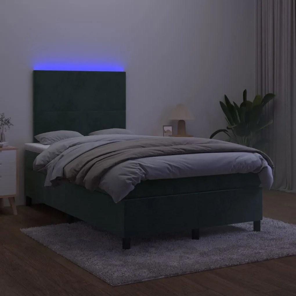 ΚΡΕΒΑΤΙ BOXSPRING ΜΕ ΣΤΡΩΜΑ &amp; LED ΣΚ. ΠΡΑΣΙΝΟ 120X200ΕΚ ΒΕΛΟΥΔΟ 3135996