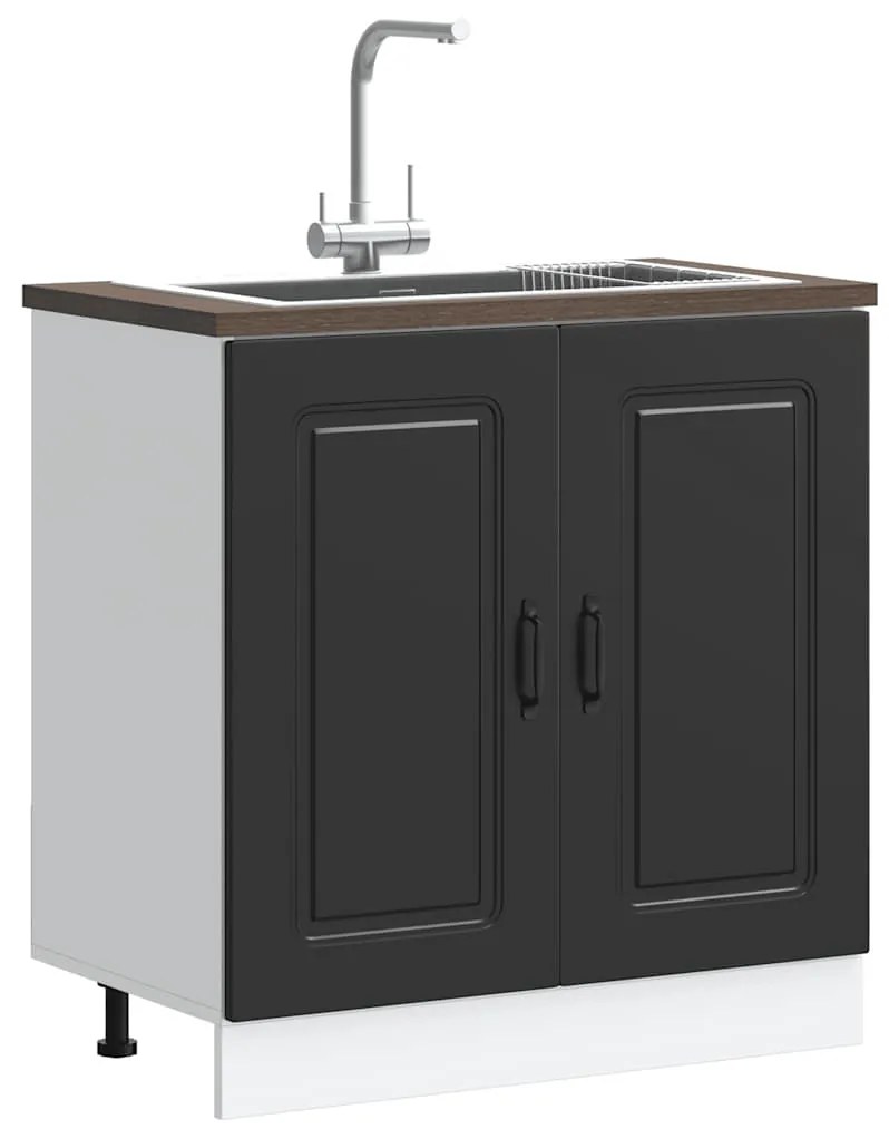 Ντουλάπι βάσης νεροχύτη Kalmar Μαύρο 80x46x81,5 εκ. Επεξ. Ξύλο