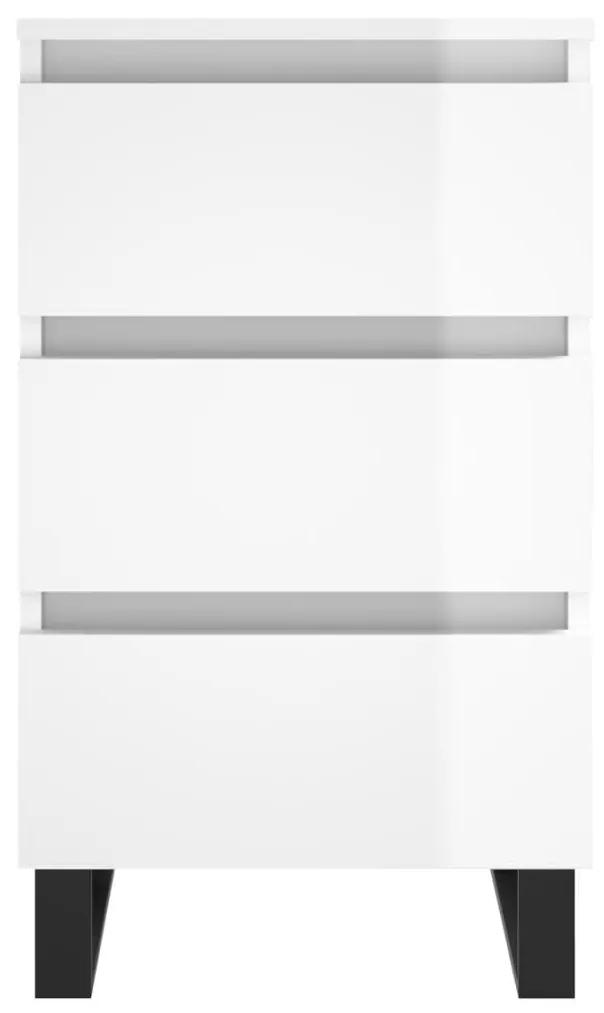 Κομοδίνο Γυαλ. Λευκό 40 x 35 x 69 εκ. από Επεξεργασμένο Ξύλο - Λευκό