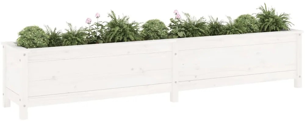 vidaXL Ζαρντινιέρα Υπερυψωμένη Λευκή 199,5x40x39 εκ. Μασίφ Ξύλο Πεύκου